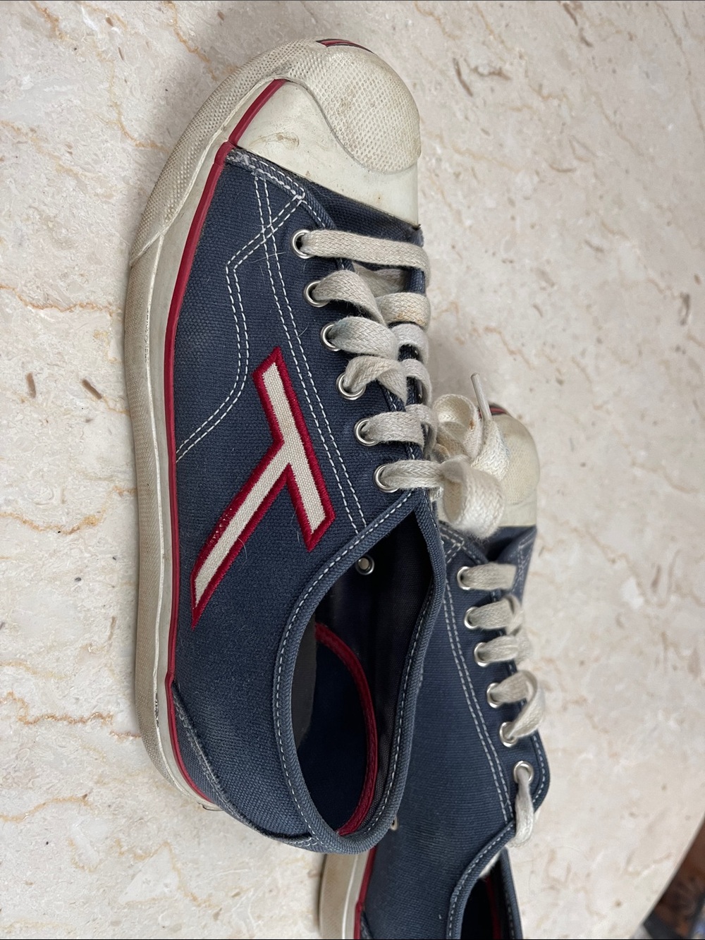 Tommy Hilfiger Navy Canvas Lace-Up Sneakers with Red Accents